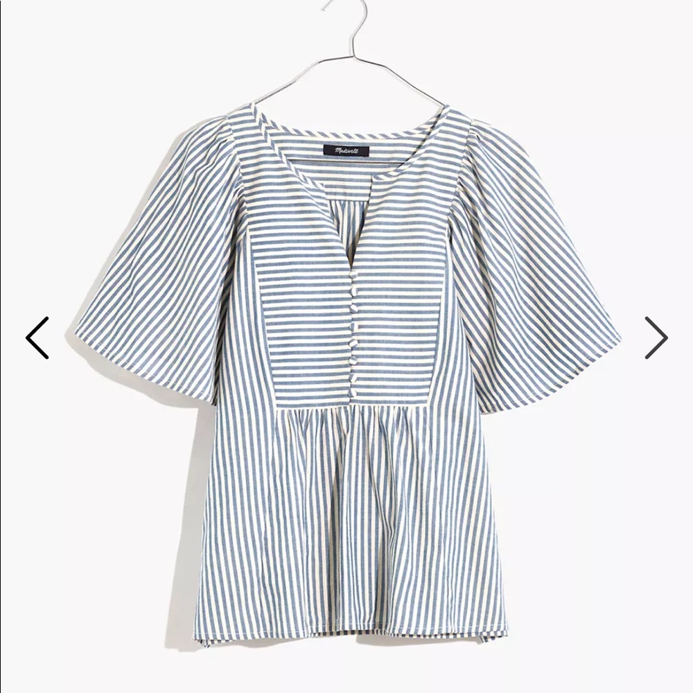 Madewell Courtyard Flutter-Sleeve Top in Stripe